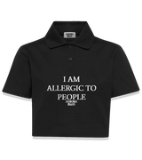 1 black Polo Crop Top white I AM ALLERGIC TO PEOPLE #color_black