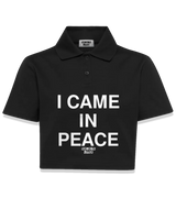 1 black Polo Crop Top white I CAME IN PEACE #color_black