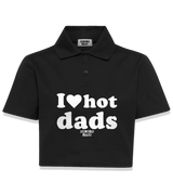 1 black Polo Crop Top white I love hot dads #color_black