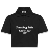 1 black Polo Crop Top white Smoking kills bad vibes #color_black