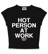 1 black Status Baby Tee white HOT PERSON AT WORK #color_black