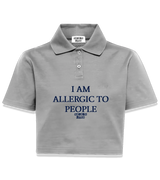 1 grey Polo Crop Top navyblue I AM ALLERGIC TO PEOPLE #color_grey