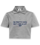 1 grey Polo Crop Top navyblue I'M PRETTY COOL BUT I CRY A LOT #color_grey