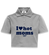 1 grey Polo Crop Top navyblue I love hot moms #color_grey