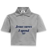 1 grey Polo Crop Top navyblue Jesus saves I spend #color_grey