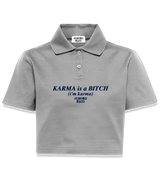 1 grey Polo Crop Top navyblue KARMA is a BITCH (i'm karma) #color_grey