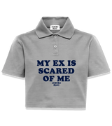 1 grey Polo Crop Top navyblue MY EX IS SCARED OF ME #color_grey