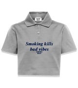 1 grey Polo Crop Top navyblue Smoking kills bad vibes #color_grey