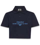 1 navy Polo Crop Top lightblue FRAGILE handle with care (or wine) #color_navy