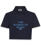 1 navy Polo Crop Top lightblue I AM ALLERGIC TO PEOPLE #color_navy
