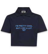 1 navy Polo Crop Top lightblue I'M PRETTY COOL BUT I CRY A LOT #color_navy