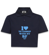 1 navy Polo Crop Top lightblue I love TO GOSSIP WITH MY BF #color_navy