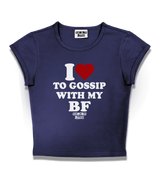 1 navy Status Baby Tee white I love TO GOSSIP WITH MY BF #color_navy