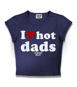 1 navy Status Baby Tee white I love hot dads #color_navy