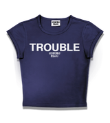 1 navy Status Baby Tee white TROUBLE #color_navy