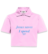 1 pink Polo Crop Top lightblue Jesus saves I spend #color_pink