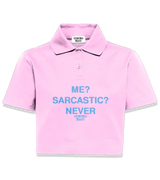 1 pink Polo Crop Top lightblue ME? SARCASTIC? NEVER #color_pink