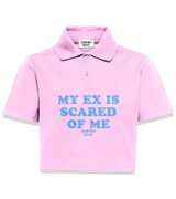 1 pink Polo Crop Top lightblue MY EX IS SCARED OF ME #color_pink