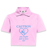1 pink Polo Crop Top lightblue caution you might fall in love #color_pink