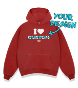1 red Boxy Hoodie white I love custom #color_red