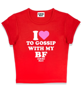 1 red Status Baby Tee white I love TO GOSSIP WITH MY BF #color_red