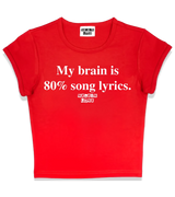1 red Status Baby Tee white My brain is 80% song lyrics #color_red