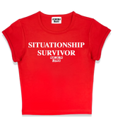 1 red Status Baby Tee white SITUATIONSHIP SURVIVOR #color_red