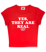 1 red Status Baby Tee white YES THEY ARE REAL #color_red
