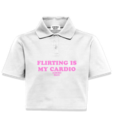 1 white Polo Crop Top pink FLIRTING IS MY CARDIO #color_white