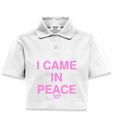 1 white Polo Crop Top pink I CAME IN PEACE #color_white