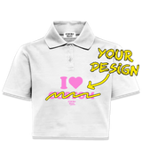 1 white Polo Crop Top pink I love custom #color_white