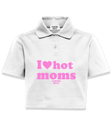 1 white Polo Crop Top pink I love hot moms #color_white