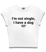 1 white Status Baby Tee black I'm not single I have a dog #color_white