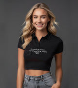 2 black Polo Crop Top white 3 words 8 letters say it and I'm yours #color_black