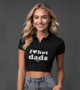 2 black Polo Crop Top white I love hot dads #color_black
