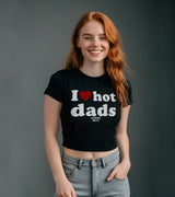 2 black Status Baby Tee white I love hot dads #color_black