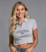 2 grey Polo Crop Top navyblue 3 words 8 letters say it and I'm yours #color_grey