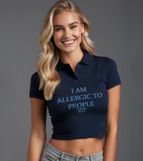 2 navy Polo Crop Top lightblue I AM ALLERGIC TO PEOPLE #color_navy