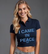 2 navy Polo Crop Top lightblue I CAME IN PEACE #color_navy
