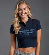 2 navy Polo Crop Top lightblue I'M PRETTY COOL BUT I CRY A LOT #color_navy