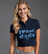 2 navy Polo Crop Top lightblue I love hot dads #color_navy