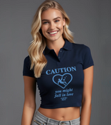 2 navy Polo Crop Top lightblue caution you might fall in love #color_navy