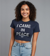 2 navy Status Baby Tee white I CAME IN PEACE #color_navy