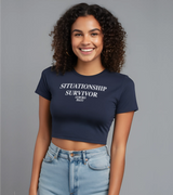 2 navy Status Baby Tee white SITUATIONSHIP SURVIVOR #color_navy
