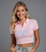 2 pink Polo Crop Top lightblue CAUSE IT'S ICONIC AND I LOVE TO DO ICONIC SHIT #color_pink