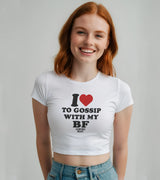 2 white Status Baby Tee black I love TO GOSSIP WITH MY BF #color_white