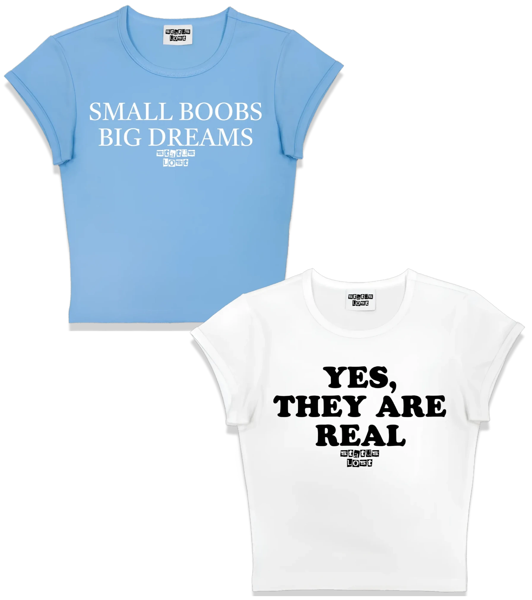 "SMALL BOOBS BIG DREAMS" & "YES THEY ARE REAL" Matching Duo