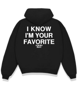 1 black Boxy Hoodie white I KNOW I'M YOUR FAVORITE #color_black