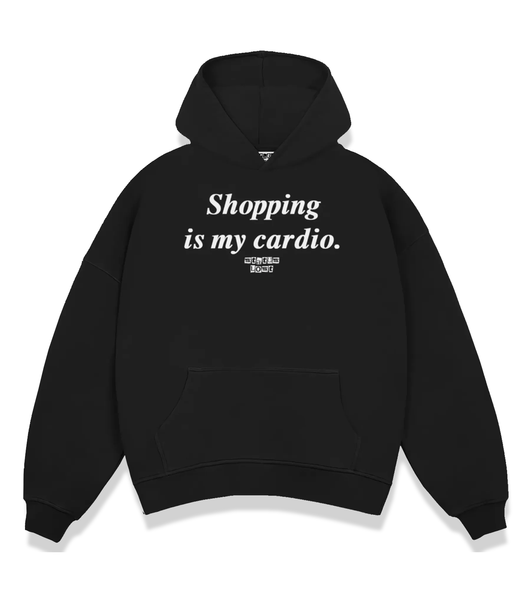 IS MY CARDIO" Boxy Hoodie Status Lost