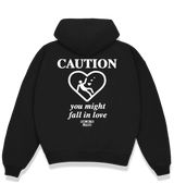 1 black Boxy Hoodie white caution you might fall in love #color_black